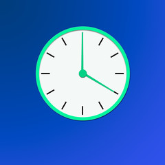 Clock icon , illustration flat design . blue clock