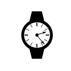 Clock icon , illustration flat design . black clock ,