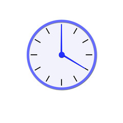 Clock icon , illustration flat design . blue clock