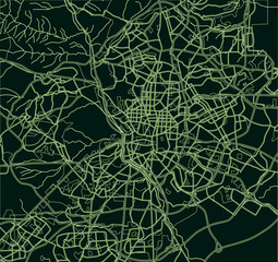 green scheme of the Madrid; Spain. City Plan of Madrid