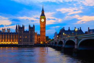 Fototapeta na wymiar Big Ben Clock Tower London at Thames River