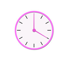 Clock icon, illustration of a flat design . red clock