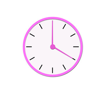 Clock icon, illustration of a flat design . red clock
