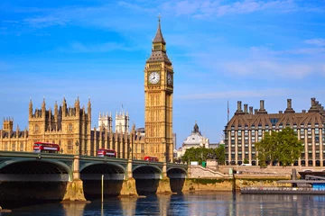 Poster Big Ben Clock Tower and thames river London © lunamarina