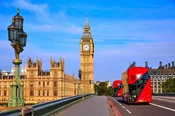Deurstickers Big Ben-klokkentoren en London Bus © lunamarina