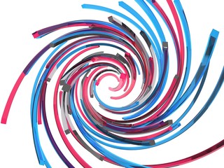 3d abstract with glass and metal shapes.