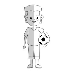 boy with soccer ball  over white background. vector illustration