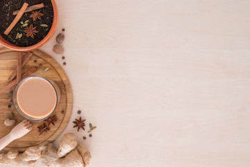 Indian masala tea with different spices