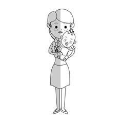 woman holding a baby over white background. vector illustration
