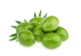 Green olives isolated