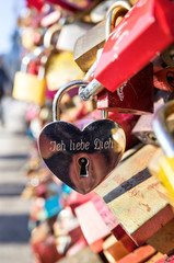 love lock at the Hohenzollern Bridge in Cologne/ Germany 