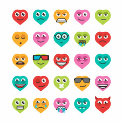 Obraz premium Set heart emoticons