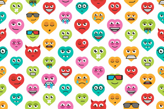seamless background of heart emoticons