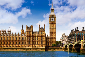 Fototapeta na wymiar Big Ben London Clock tower in UK Thames