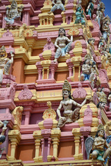 Colorful Hindu statues on antient temple