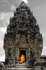 Young Monks entering the temples of Angkor Wat