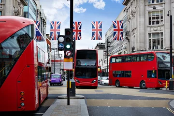 Papier Peint photo autocollant Bus rouge de Londres Bus de Londres Oxford Street W1 Westminster