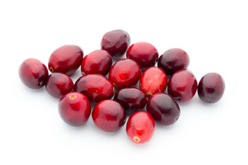 Cranberries top view. Red, ripe cranberries macro view.
