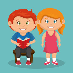 cute little kids character vector illustration design