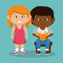 cute little kids character vector illustration design