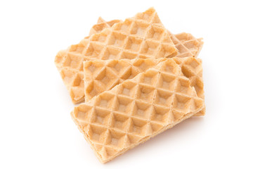 Waffle with crem isolated on white background.