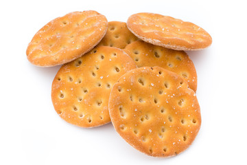 Short pastry cookies isolated on white background.