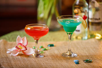 Two glasses of non-alcoholic cocktails