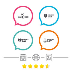 8 March Women's Day icons. Flowers symbols.