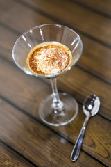 Coffee in a glass with chocolate