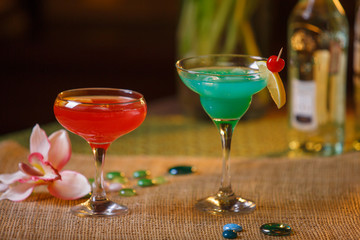 Two glasses of non-alcoholic cocktails