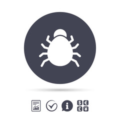 Bug sign icon. Virus symbol. Software bug error.
