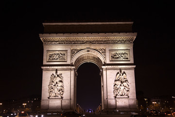 Fototapeta na wymiar Arc de Triumph by night, Paris - France