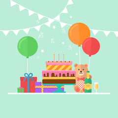 Vector illustration of birthday party