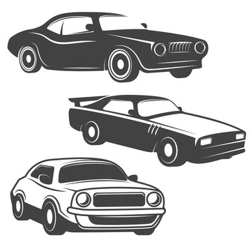 Set of cars icons isolated on white background. Design elements