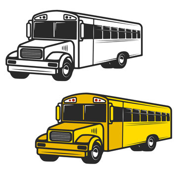 Set of school buses icons isolated on white background. Design e