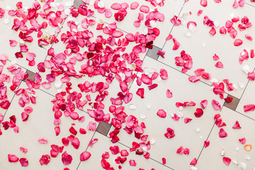 After the first wedding dance floor in rose petals