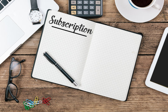 Subscription written in note pad