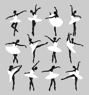 Silhouettes of ballerinas dancing the Swan Lake