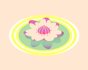 Illustration with beauty Water Lily flower in vector. Cute nature pastel poster with Lotus