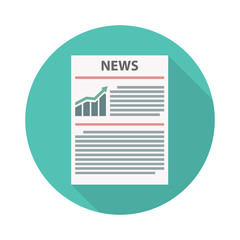 Newspaper icon with long shadow