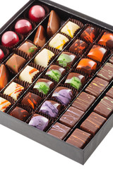 Set of chocolate candies in a box