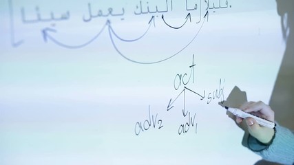 A lesson of Arabic language in the school