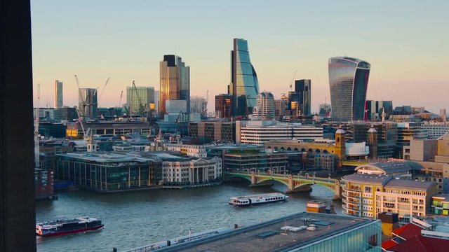 UK, London, The City of London skyline, River Thames and Southwark Bridge