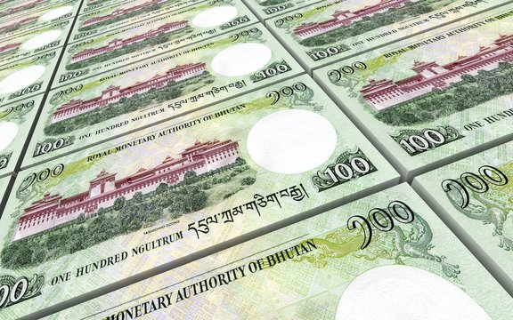 Bhutanese ngultrum bills.