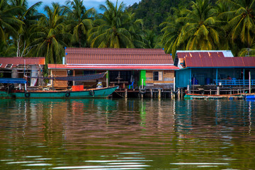 Fototapeta premium Floatting village, Cambodia, Tonle Sap, Koh Rong island. Floatin