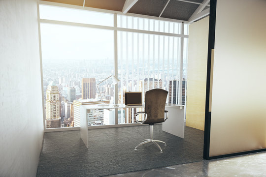 Modern office interior with city view