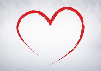 Red heart against white background