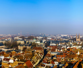Strasbourg city aerial view from the tower