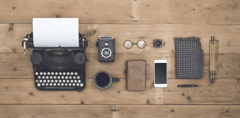 vintage flat lay header