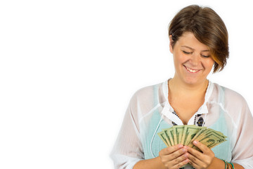 Young woman holding a fan of twenties